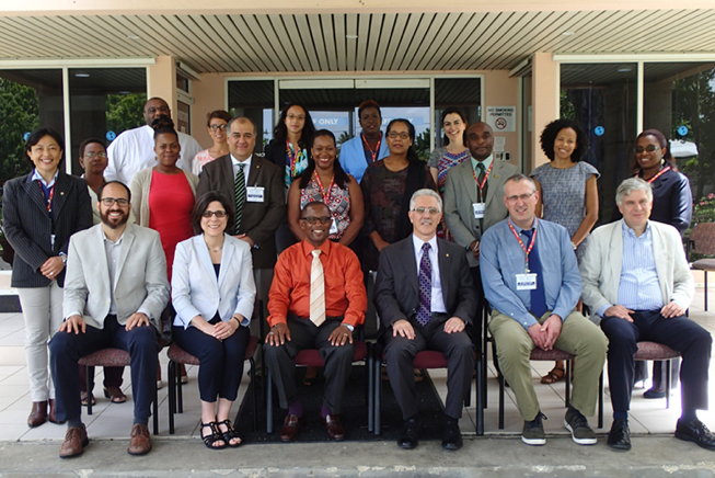 The workshop participants at the Pan American Health Organization Caribbean headquarters in Bridgetown, Barbados.