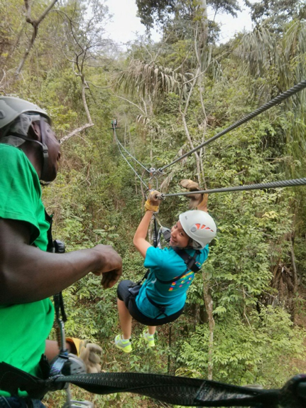 Alexis taking a break from health law and policy to go ziplining in Chaguaramas.