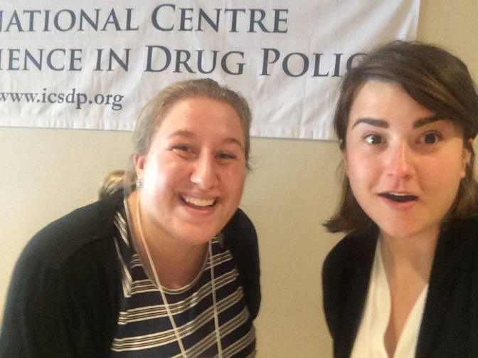 Chelsey (left) with Rachel Kohut, the McGill intern, at the 2nd National Conference on Charting the Future of Drug Policy in Canada, hosted by the Network.