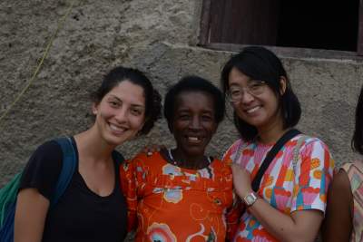 The IHRP team travelled to the south of Rwanda to visit Marie Mukabatsinda, one of the survivors featured in The Men Who Killed Me and And I Live On, at her home in Rusatira. From left: India Annamanthadoo (IHRP clinic student), Marie Mukabatsinda, and Yolanda Song (IHRP Research Associate).