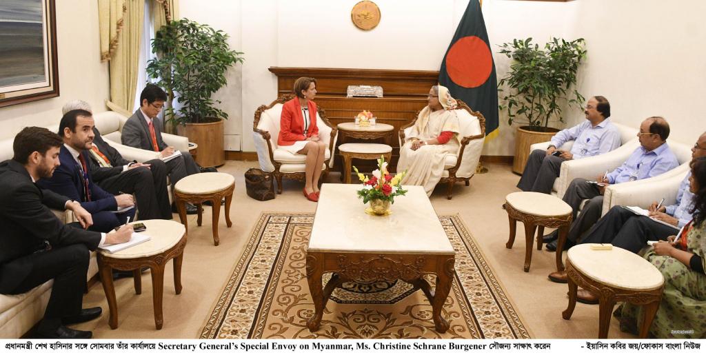 Lane accompanying the UN Secretary General's Special Envoy on Myanmar, Ms. Christine Schraner Burgener, to her meeting with the Bangladeshi Prime Minister, Sheikh Hasina.