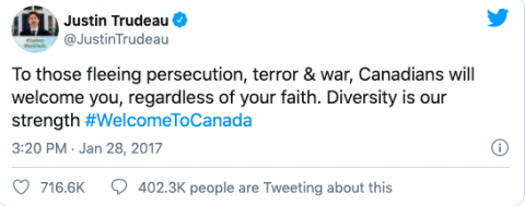 Justin Trudeau Tweet from 2017