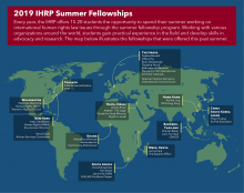 Map displaying the 2019 IHRP Summer Fellowships 