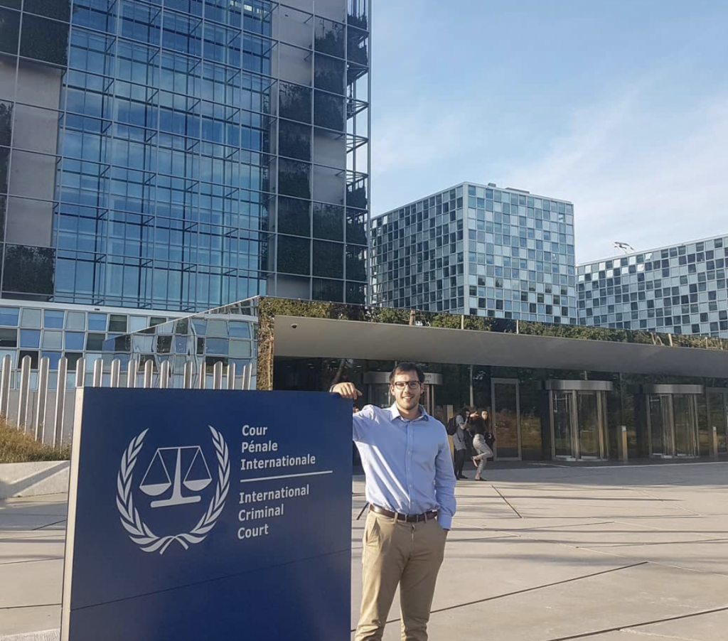 IHRP Summer Fellow Spencer Nestico-Semianiw in front of the ICC